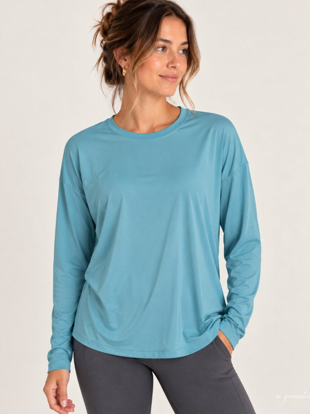 Tnuck Tuckernuck Sport Sage Green Long Sleeve Athletic Top Women's Size M Medium